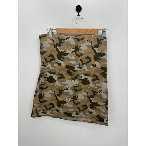 Vintage No Boundaries Tube Top Women XL Camo Built in Bra Y2K 90s Grunge - Picture 1 of 8